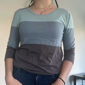 Small blue and gray color block t-shirt